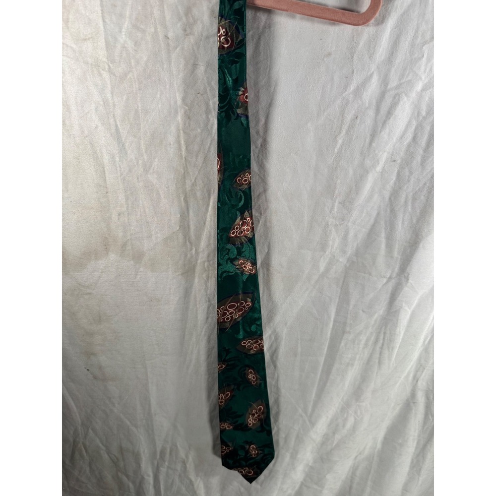 Envoy Limited Edition Mens Silk Necktie Green Abstract Geometric Floral Vintage